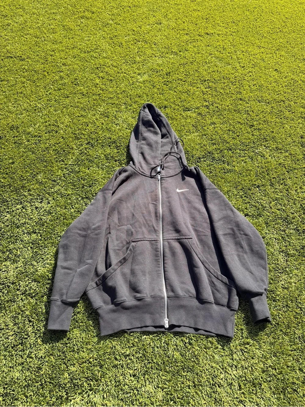 Nike Black Hooded Zip Sweatshirt with Swoosh Tag